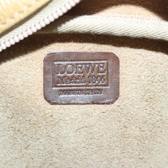 LOEWE Anagram Clutch Bag Leather Beige Brown Gold Auth 93389 - Picture 9 of 16